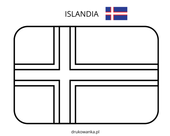 flaga islandia kolorowanka do drukowania