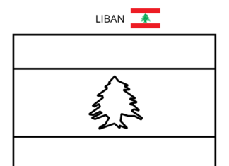 flaga libanu kolorowanka do drukowania