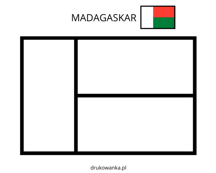 flaga madagaskaru kolorowanka do drukowania