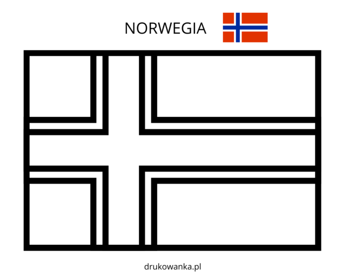 flaga norwegii kolorowanka do drukowania