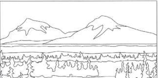 Góry w oddali góry kolorowanka do drukowania