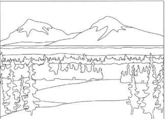 Góry w oddali góry kolorowanka do drukowania