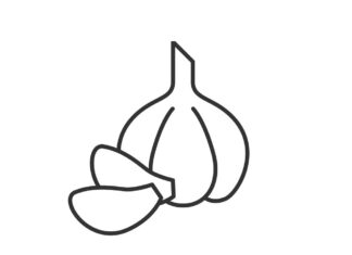 główka i ząbki czosnku kolorowanka do drukowania