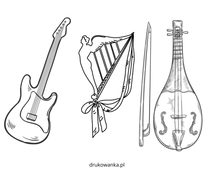 instrumenty smyczkowe kolorowanka do drukowania