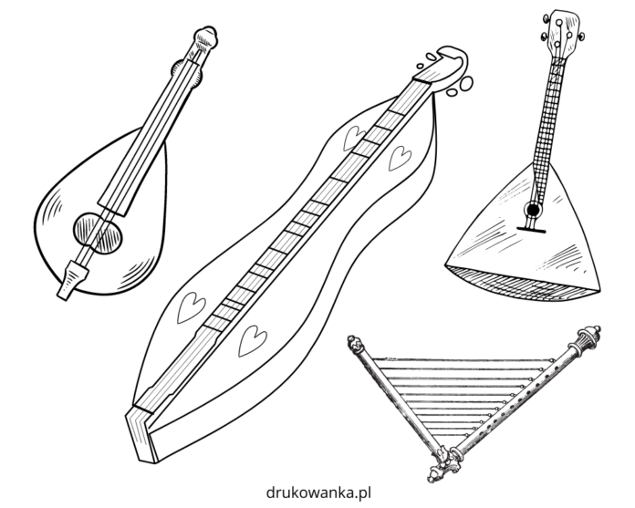 instrumenty strunowe kolorowanka do drukowania