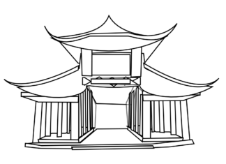 japoński dom kolorowanka do drukowania