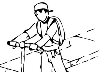 jazda na hulajnodze kolorowanka do drukowania