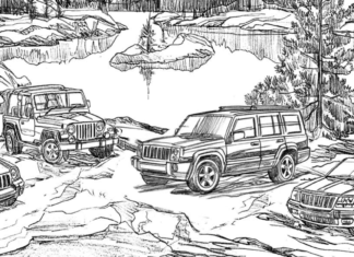 Jeeppy na parkingu jeeppy na parkingu kolorowanka do drukowania
