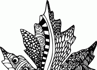 jesienny liść zentangle kolorowanka do drukowania