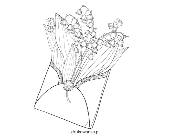 konwalie w kopercie kolorowanka do drukowania
