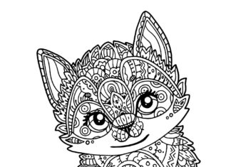 kot we wzorki zentangle kolorowanka do drukowania