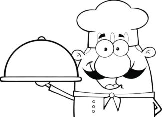 Kucharz podaje do stołu kucharz podaje do stołu kolorowanka do drukowania