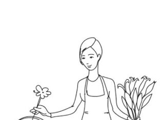 Kwiaciarka kwiaciarka kolorowanka do drukowania