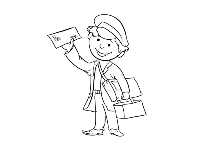 listonosz roznosi listy kolorowanka do drukowania