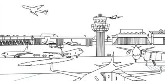 Lotnisko – port lotniczy lotnisko kolorowanka do drukowania