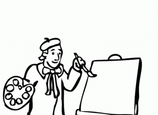 Malarz maluje obraz malarz maluje obraz kolorowanka do drukowania