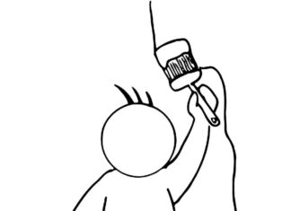 Malarz maluje ścianę malarz maluje ścianę kolorowanka do drukowania