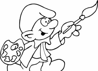 Malarz smerf malarz smerf kolorowanka do drukowania