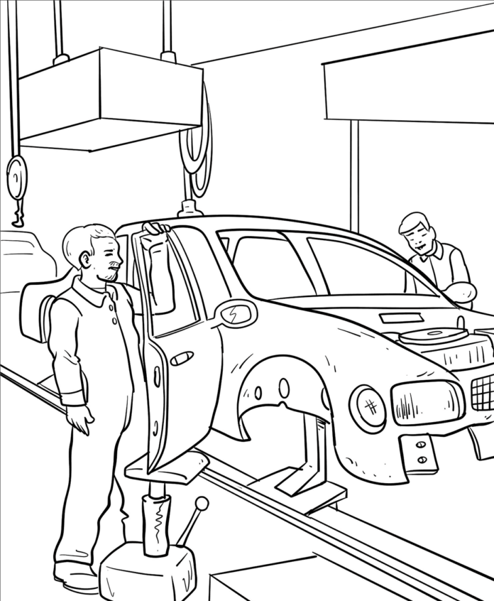 mechanik samochodowy kolorowanka do drukowania