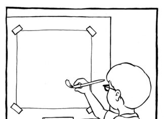 Młody malarz młody malarz kolorowanka do drukowania