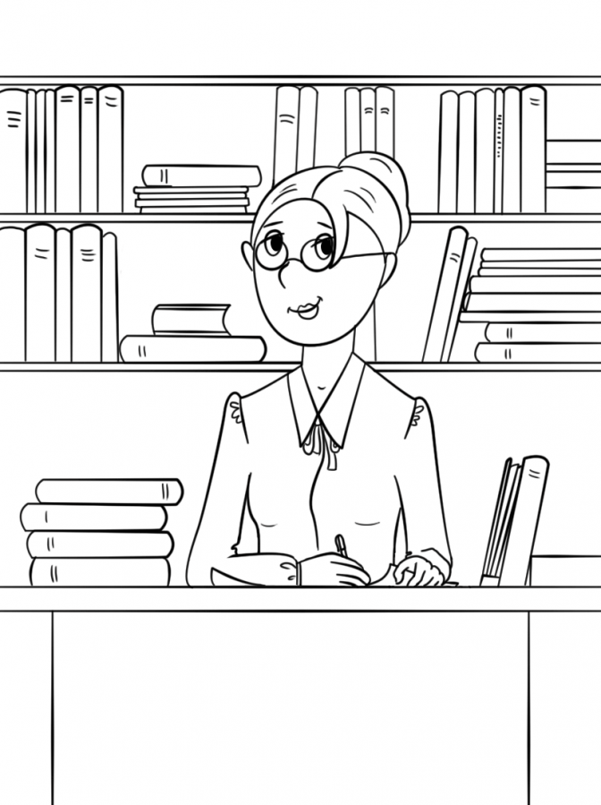 pani bibliotekarka kolorowanka do drukowania