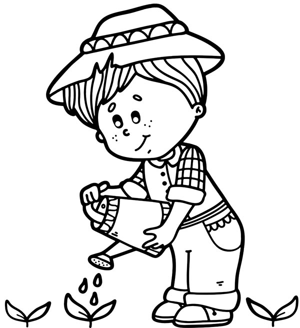 praca w ogrodzie kolorowanka do drukowania