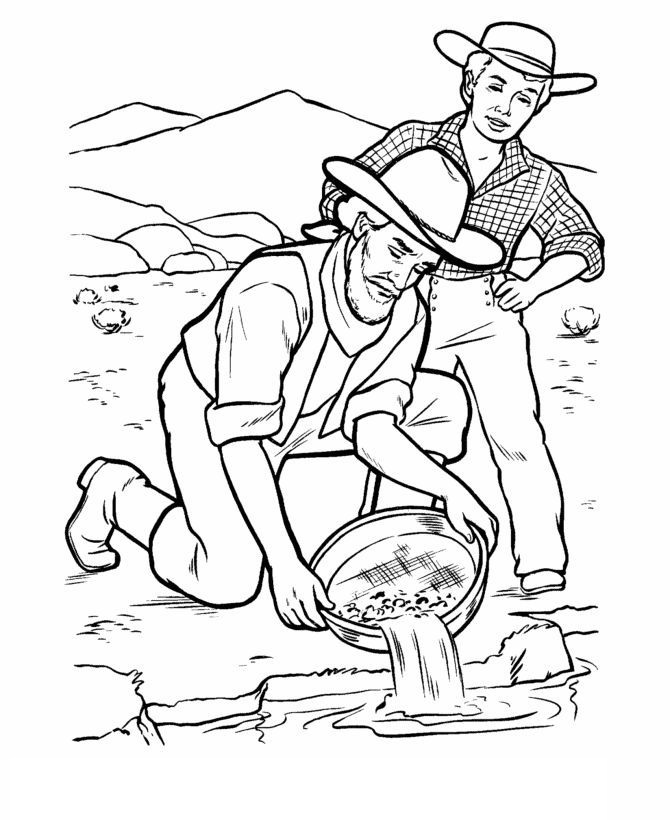 przesiewanie złota kolorowanka do drukowania