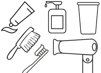 przybory toaletowe kolorowanka do drukowania