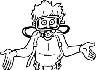 Płetwonurek płetwonurek kolorowanka do drukowania