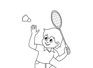 rozgrywka w badmintona kolorowanka do drukowania