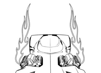 Samochód z ogniami samochód z ogniami kolorowanka do drukowania