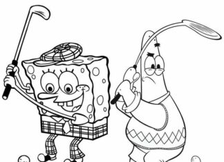 spongebob i patrick golf kolorowanka do drukowania