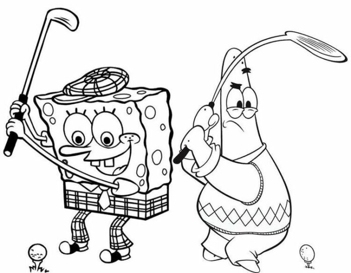 spongebob i patrick golf kolorowanka do drukowania