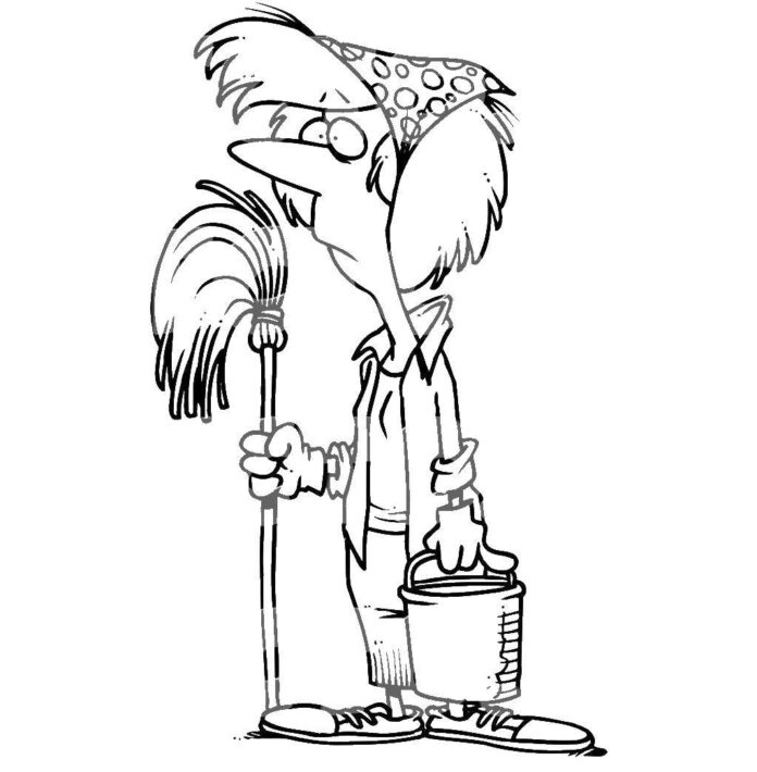 sprzątaczka kolorowanka do drukowania