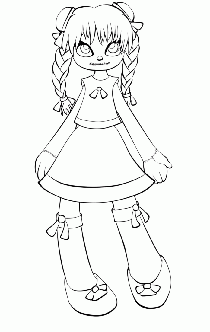 szmaciana lalka kolorowanka do drukowania