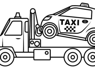 taksówka na lawecie kolorowanka do drukowania