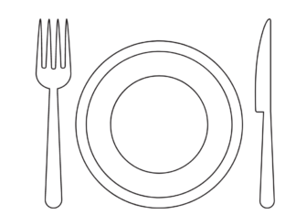 talerz i sztućce kolorowanka do drukowania