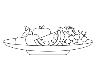 talerz z owocami kolorowanka do drukowania