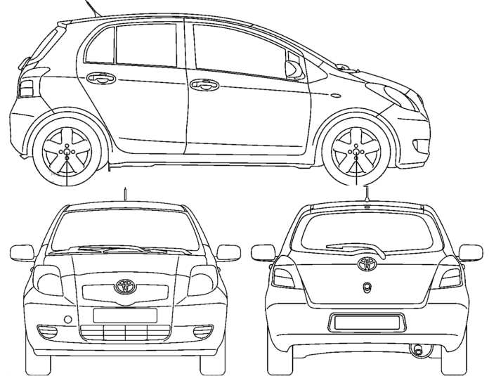 toyota yaris kolorowanka do drukowania