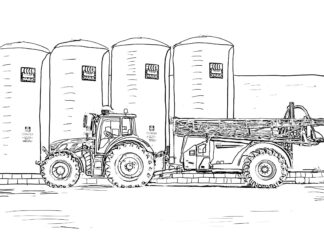 POjazd rolniczy z opryskiwaczem traktor z opryskiwaczem kolorowanka do drukowania