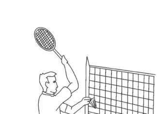 turmiej w badmintona kolorowanka do drukowania