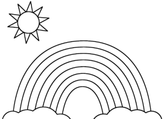 tęcza i słońce kolorowanka do drukowania