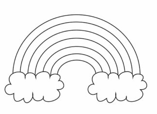 tęcza z chmurami kolorowanka do drukowania