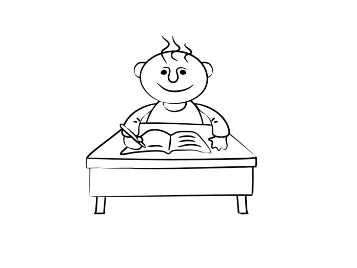 uczeń na lekcji w szkole kolorowanka do drukowania