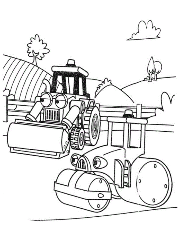 walec i koparka z Boba Budowniczego kolorowanka do drukowania