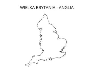 wielka brytania - anglia mapa kolorowanka do drukowania