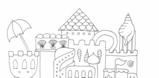 Zamek z piasku zamek z piasku kolorowanka do drukowania