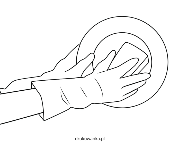 zmywanie naczyń kolorowanka do drukowania