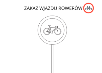 znak zakaz wjazdu rowerów kolorowanka do drukowania