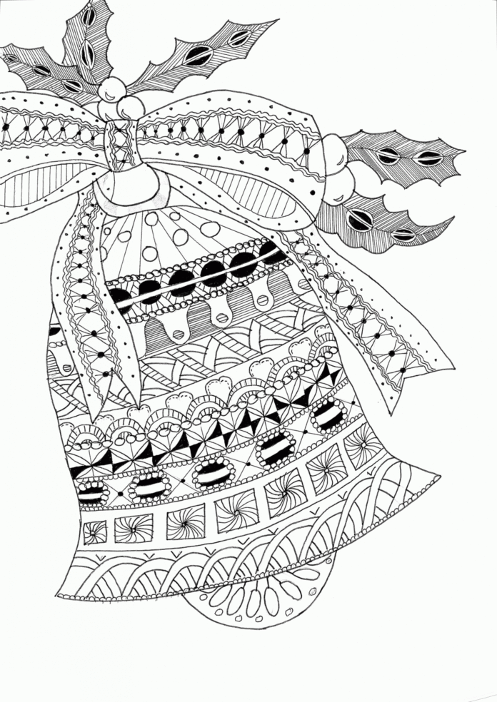 świąteczny dzwonek zentangle kolorowanka do drukowania